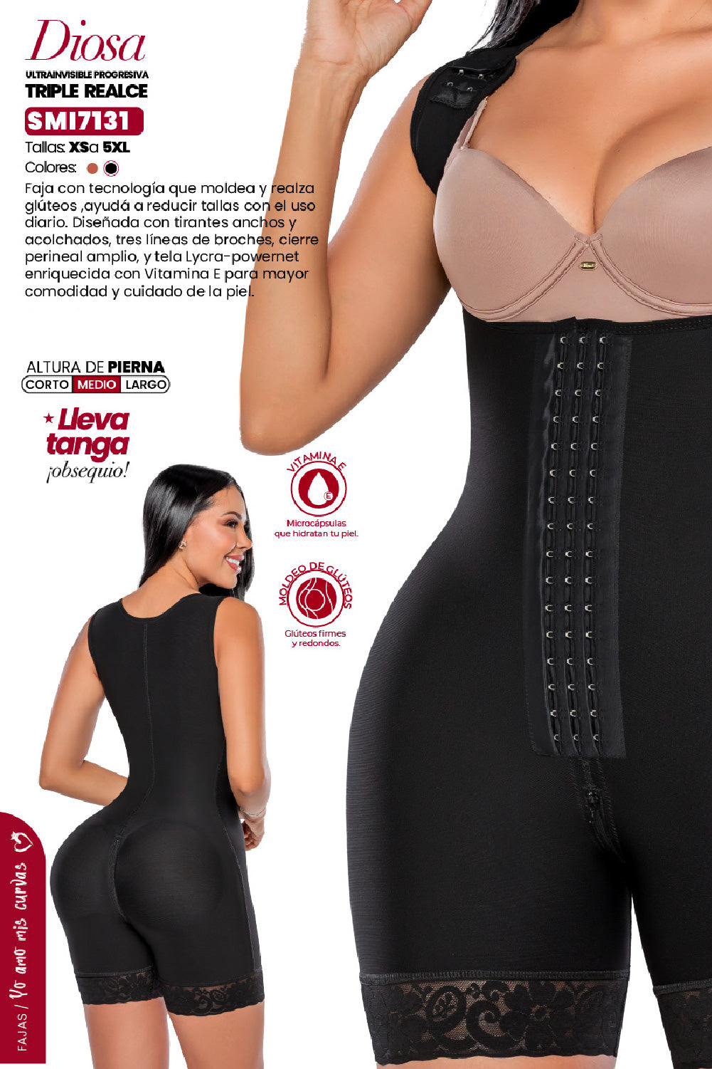 Faja Ultrainvisible SMI7131 LA DIOSA – Media pierna, triple efecto lifting y compresión progresiva
