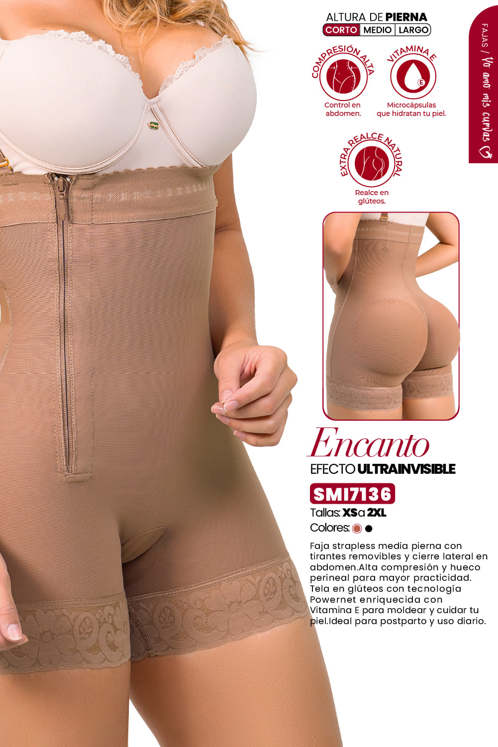 Faja Ultrainvisible SMI7136 ENCANTO – Corta, sin tirantes y diseño ideal para postparto