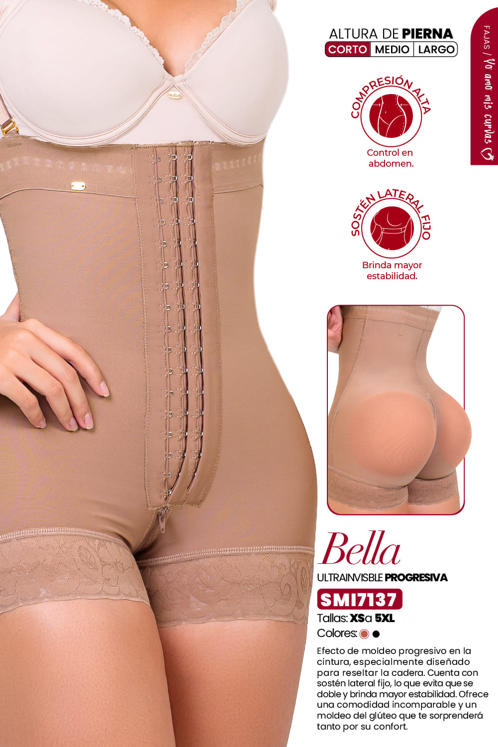 Faja Ultrainvisible SMI7137 – sin tirantes, corta y efecto lifting progresivo BELLA